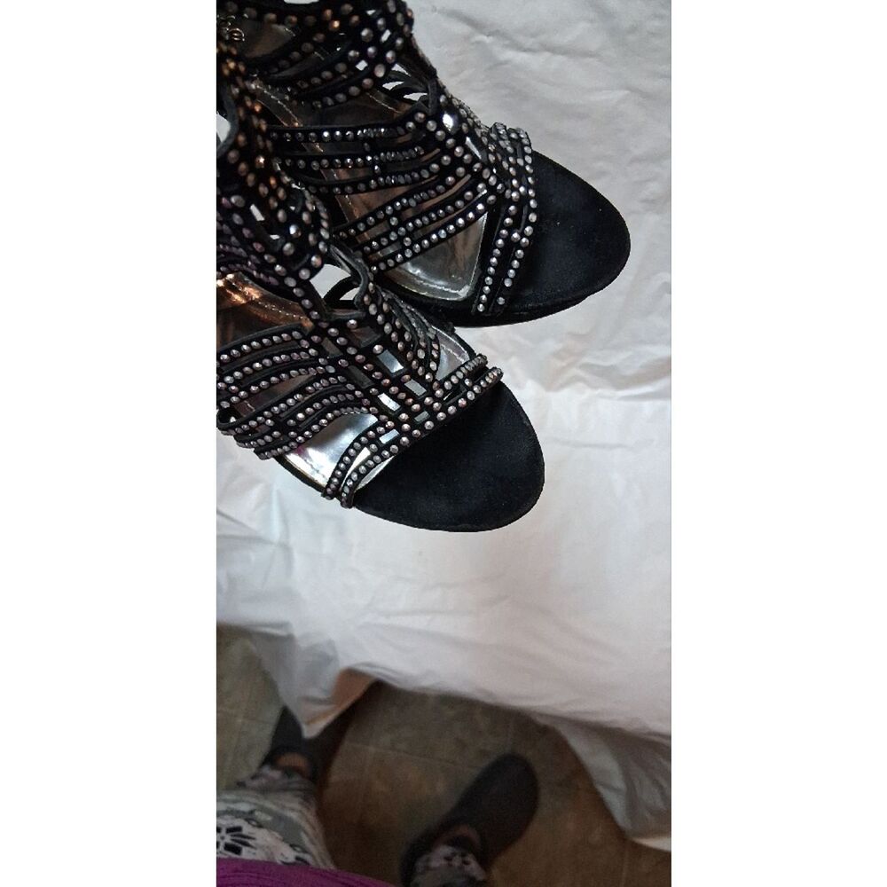 Chic Black Rhinestone Heels - Picture 8 of 14